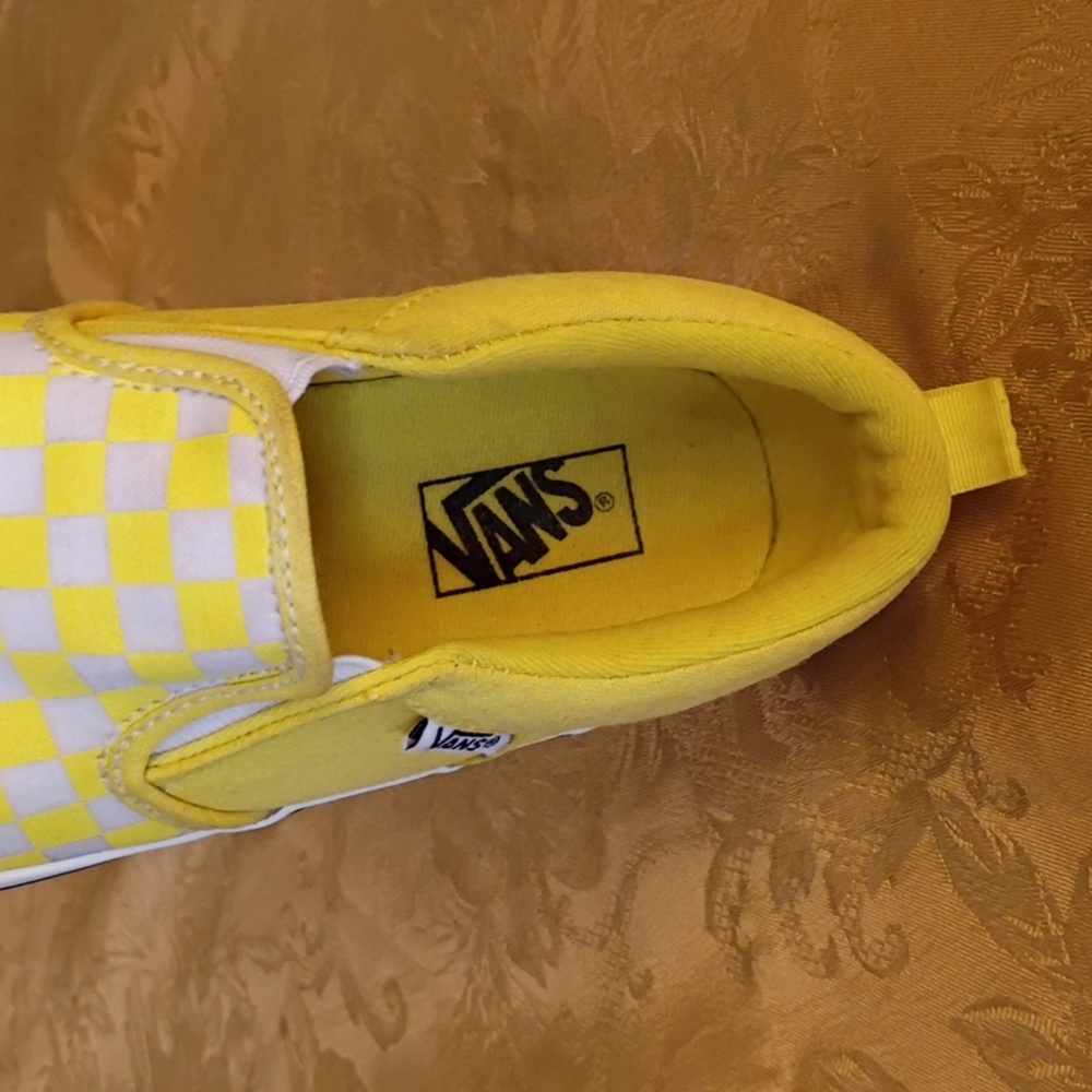 VANS Brighten  Yellow Checkered Slip-On Shoes Women's 5.0 - Picture 8 of 8